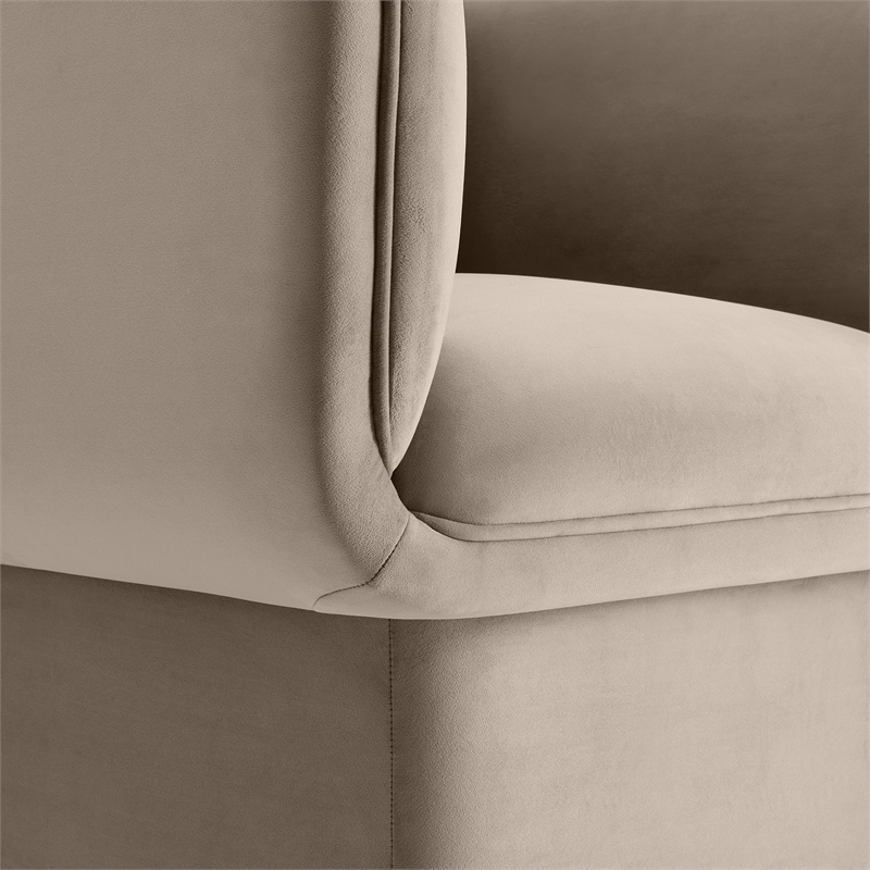 Maklaine Contemporary Performance Velvet Accent Chair in Taupe