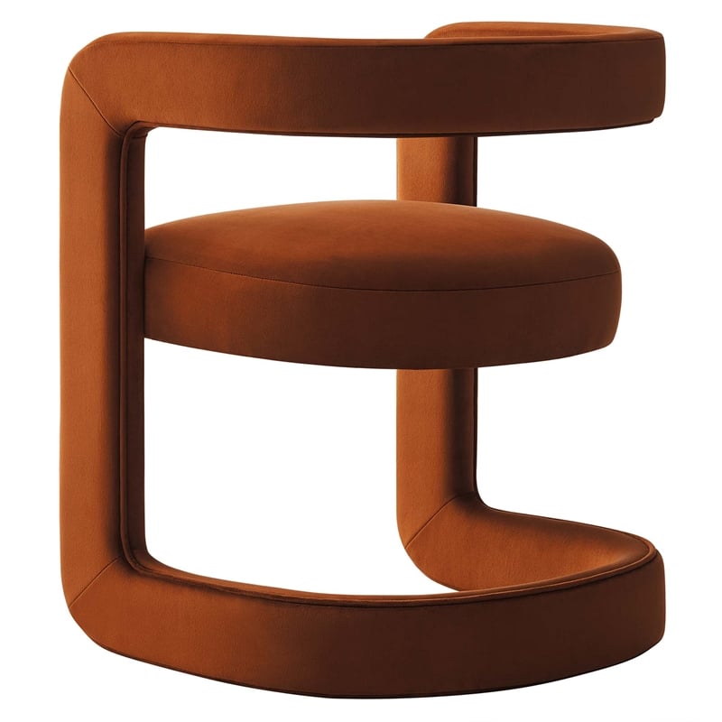 Maklaine Contemporary Performance Velvet Dining Chair in Rust