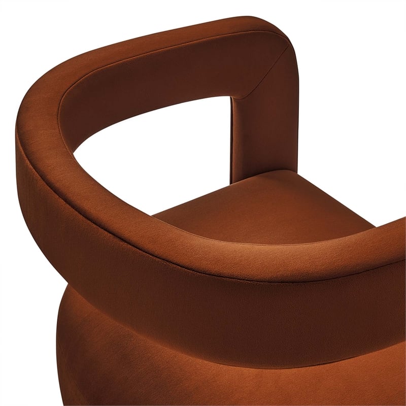 Maklaine Contemporary Performance Velvet Dining Chair in Rust