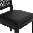 Maklaine Vegan Leather Upholstered Faux Rattan & Wood 2-Pc Dining Side Chairs