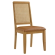 Maklaine Vegan Leather Upholstered Faux Rattan & Wood 2-Pc Dining Side Chairs
