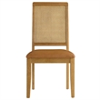 Maklaine Vegan Leather Upholstered Faux Rattan & Wood 2-Pc Dining Side Chairs