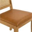 Maklaine Vegan Leather Upholstered Faux Rattan & Wood 2-Pc Dining Side Chairs