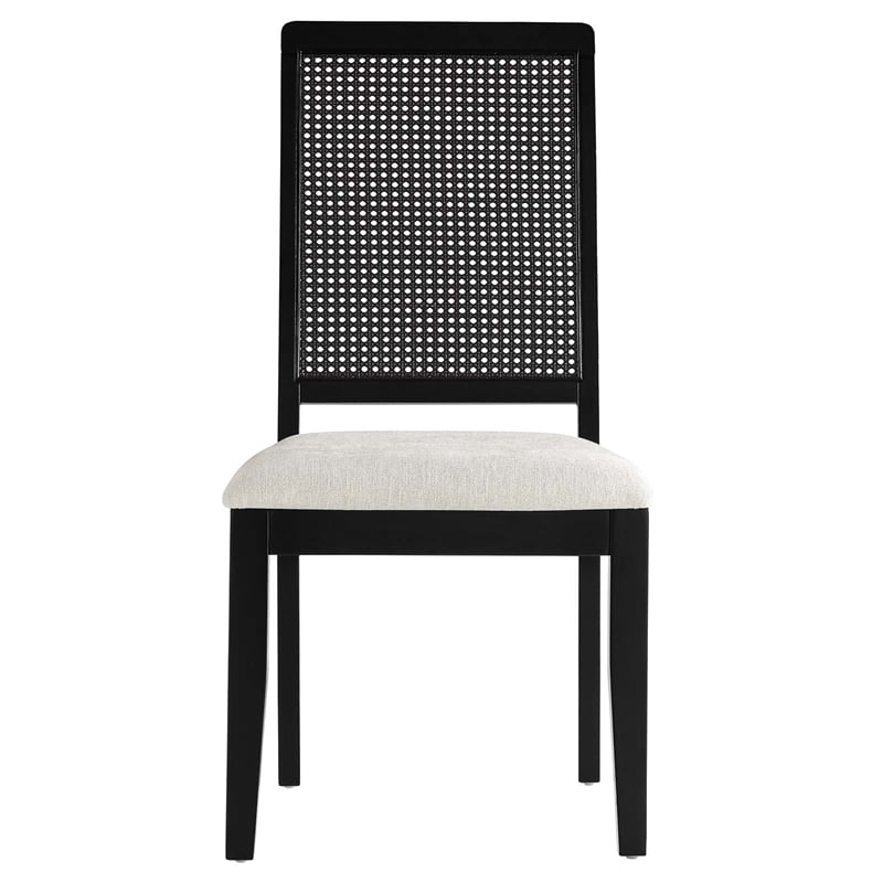 Maklaine Contemporary Faux Rattan and Wood Dining Side Chairs - Set of 2