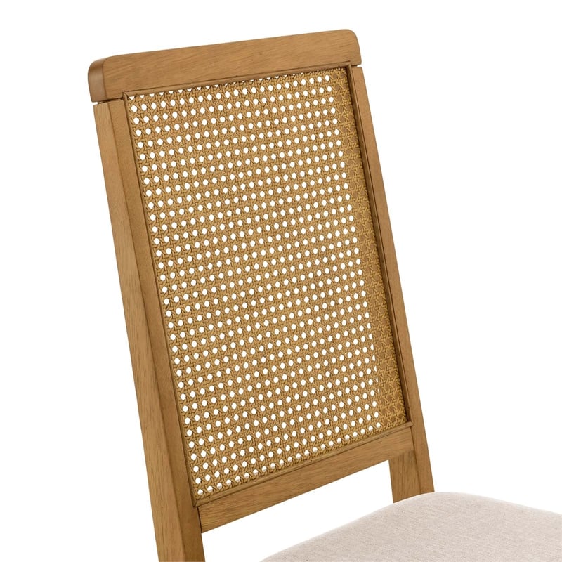 Maklaine Contemporary Faux Rattan and Wood Dining Side Chairs - Set of 2