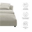 Maklaine Modular Upholstered Fabric Armless Chair and Ottoman Set in Linen