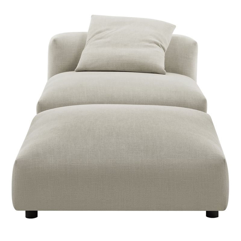 Maklaine Modular Upholstered Fabric Armless Chair and Ottoman Set in Linen