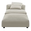 Maklaine Modular Upholstered Fabric Armless Chair and Ottoman Set in Linen