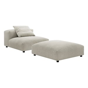 Maklaine Modular Upholstered Fabric Armless Chair and Ottoman Set in Linen
