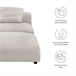Maklaine Modular Upholstered Fabric Armless Chair and Ottoman Set in Salt