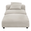 Maklaine Modular Upholstered Fabric Armless Chair and Ottoman Set in Salt