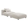 Maklaine Modular Upholstered Fabric Armless Chair and Ottoman Set in Salt