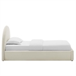 Maklaine Performance Velvet Arched Round Twin Platform Bed in Alabaster