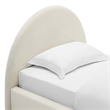 Maklaine Performance Velvet Arched Round Twin Platform Bed in Alabaster