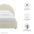 Maklaine Performance Velvet Arched Round Twin Platform Bed in Alabaster