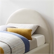 Maklaine Performance Velvet Arched Round Twin Platform Bed in Alabaster