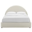 Maklaine Performance Velvet Arched Round King Platform Bed in Alabaster