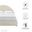 Maklaine Performance Velvet Arched Round King Platform Bed in Alabaster