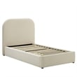 Maklaine Performance Velvet Curved Twin Platform Bed in Alabaster