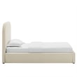 Maklaine Performance Velvet Curved Twin Platform Bed in Alabaster