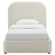 Maklaine Performance Velvet Curved Twin Platform Bed in Alabaster