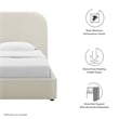 Maklaine Performance Velvet Curved Twin Platform Bed in Alabaster