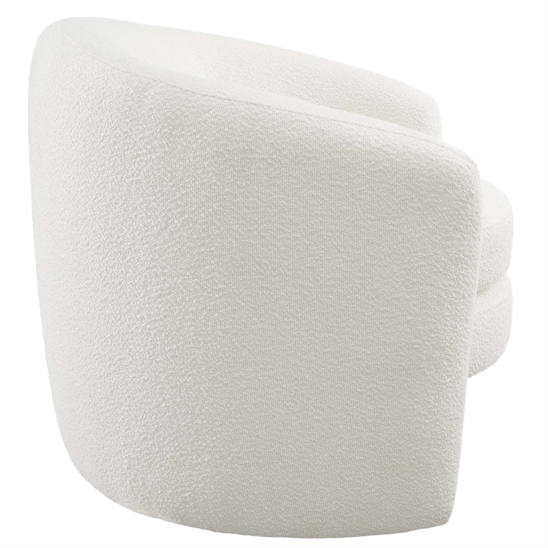 Maklaine Upholstered Boucle Fabric Curved Back Armchair in Cloud