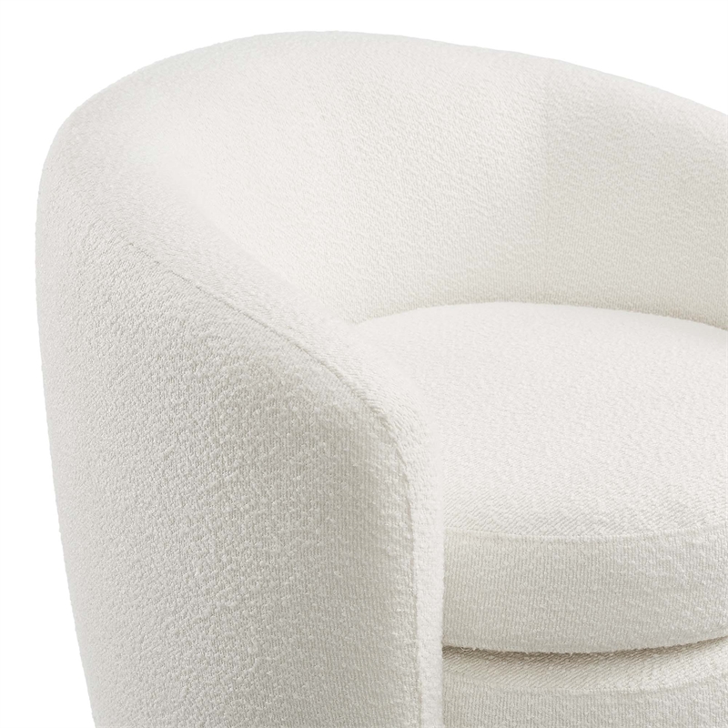 Maklaine Upholstered Boucle Fabric Curved Back Armchair in Cloud