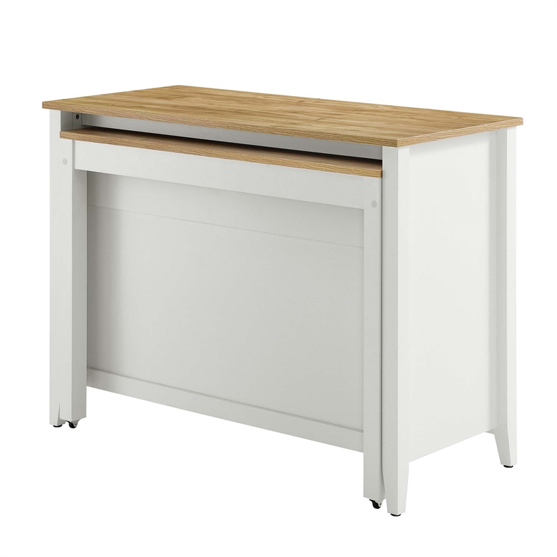 Maklaine Modern / Contemporary Kitchen Island in Oak White Finish