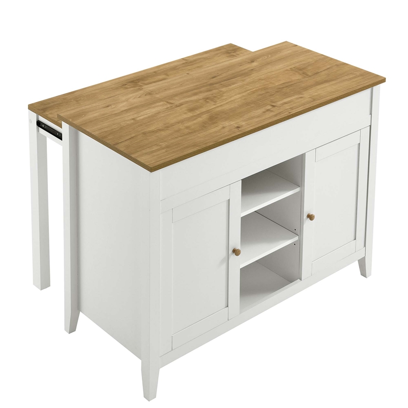 Maklaine Modern / Contemporary Kitchen Island in Oak White Finish
