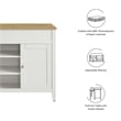 Maklaine Modern / Contemporary Kitchen Island in Oak White Finish