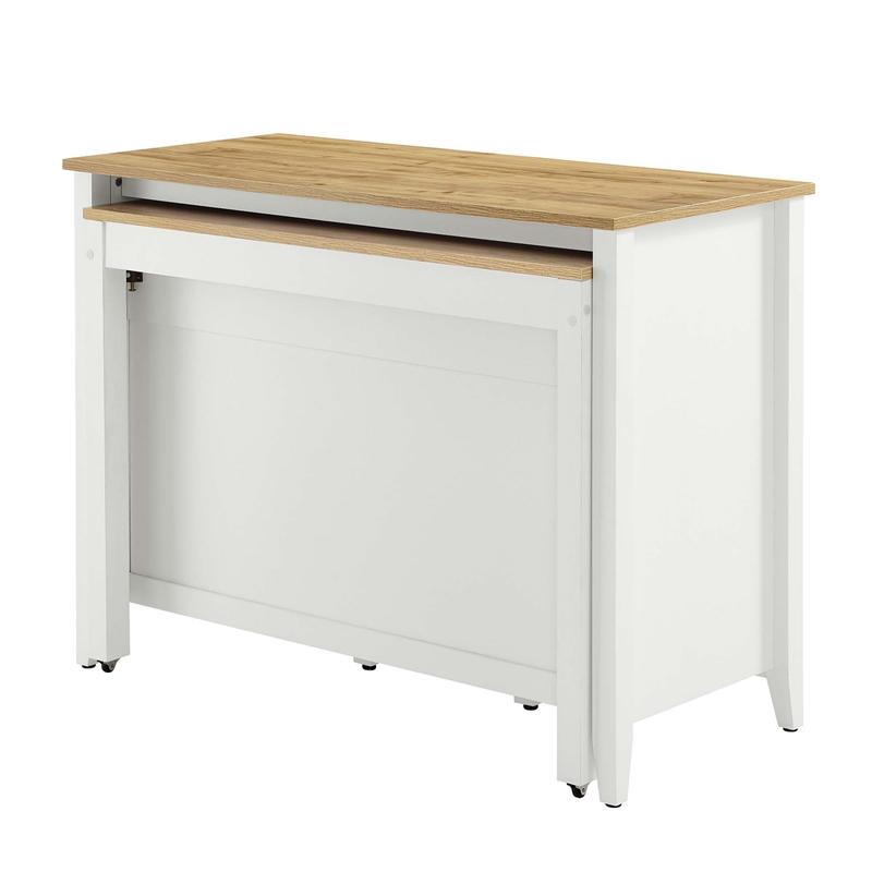 Maklaine Modern / Contemporary Kitchen Island in Oak White Finish