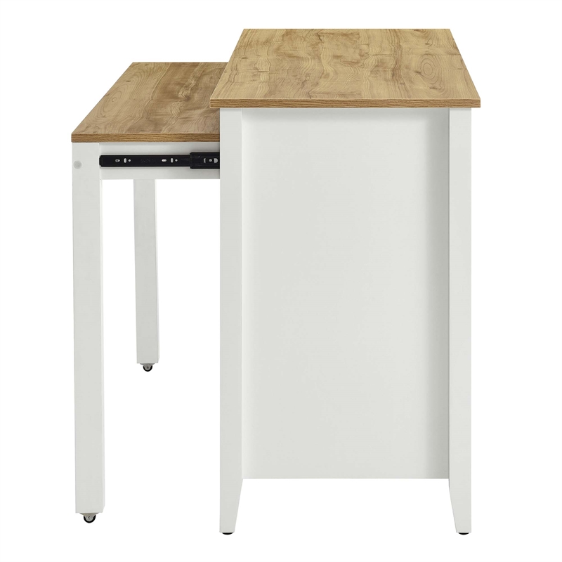 Maklaine Modern / Contemporary Kitchen Island in Oak White Finish