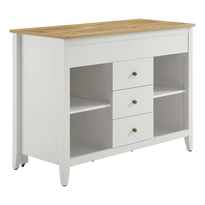 Maklaine Modern / Contemporary Kitchen Island in Oak White Finish