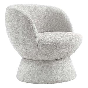 Maklaine Chenille Fabric Upholstered Swivel Chair in Dove Gray