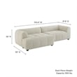 Maklaine Left-Facing Upholstered Fabric Modular Sofa with Chaise in Linen
