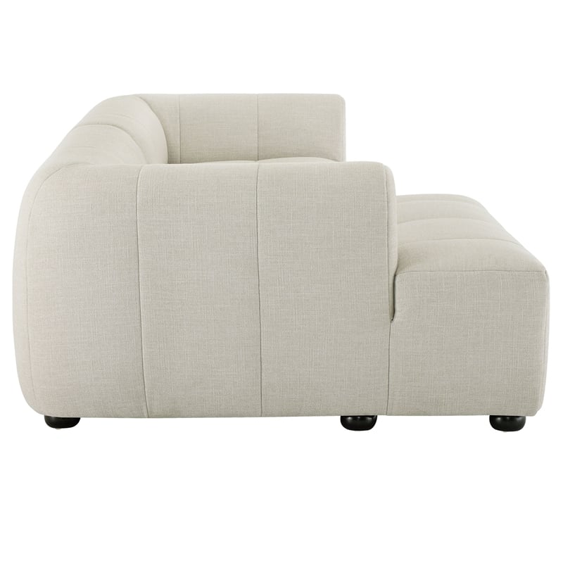 Maklaine Left-Facing Upholstered Fabric Modular Sofa with Chaise in Linen