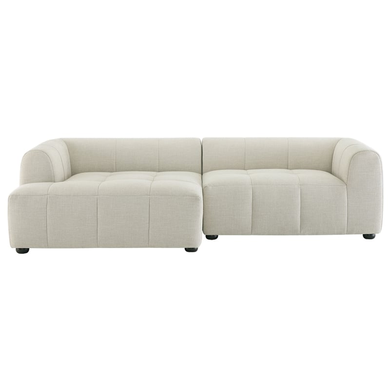 Maklaine Left-Facing Upholstered Fabric Modular Sofa with Chaise in Linen