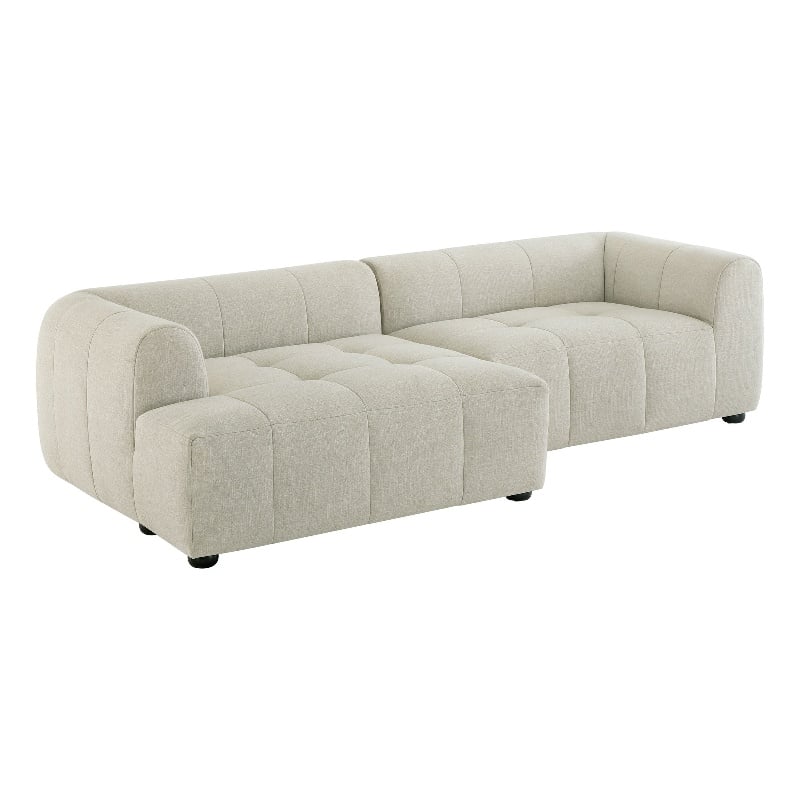 Maklaine Left-Facing Upholstered Fabric Modular Sofa with Chaise in Linen
