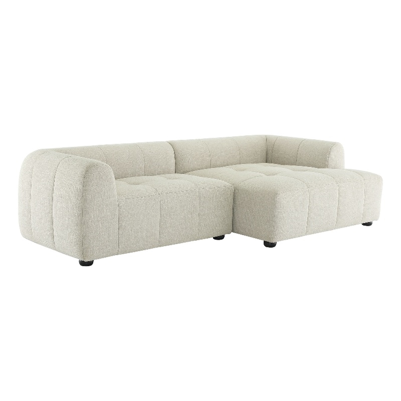 Maklaine Right-Facing Upholstered Fabric Modular Sofa with Chaise in Linen