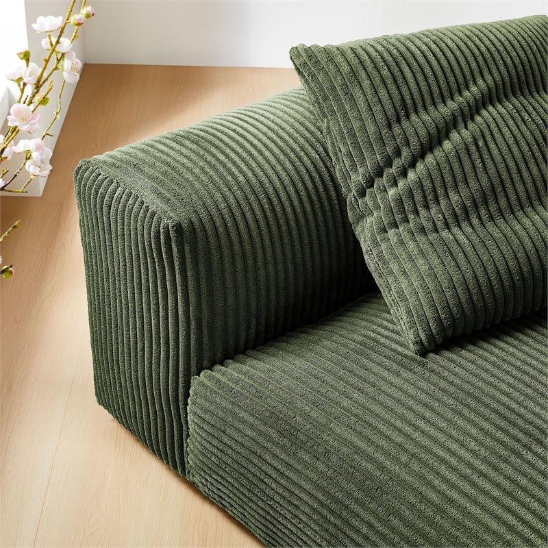 Maklaine Contemporary Modular Corduroy Upholstered Armless Chair in Fern