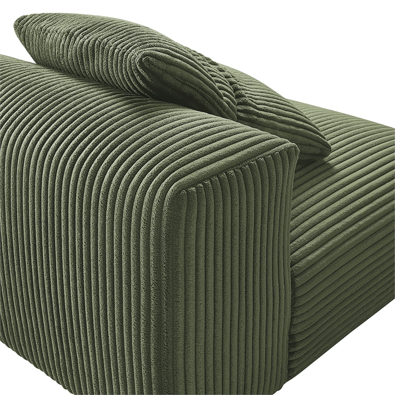 Maklaine Contemporary Modular Corduroy Upholstered Armless Chair in Fern
