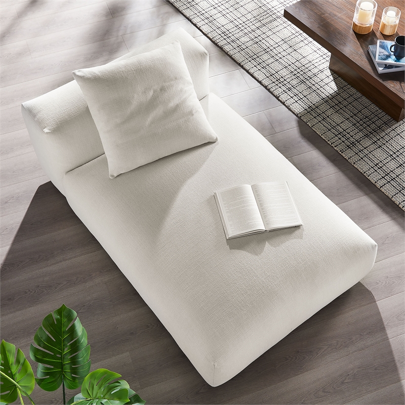 Maklaine Modular Upholstered Fabric Armless Chaise Lounge in Salt