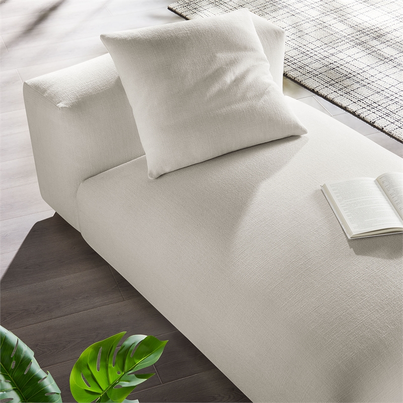 Maklaine Modular Upholstered Fabric Armless Chaise Lounge in Salt