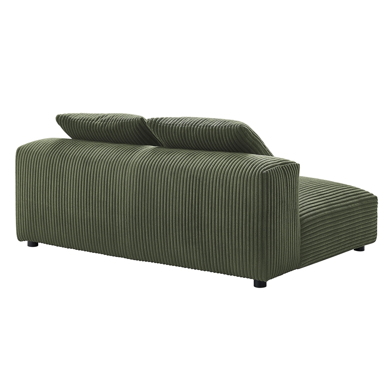 Maklaine Modular Corduroy Upholstered Armless Loveseat in Fern