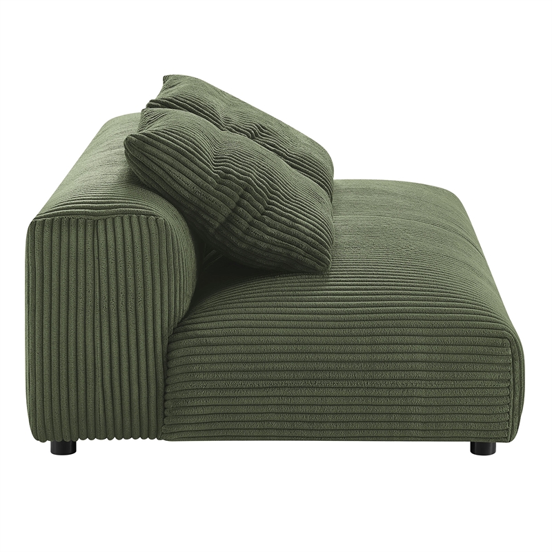 Maklaine Modular Corduroy Upholstered Armless Loveseat in Fern