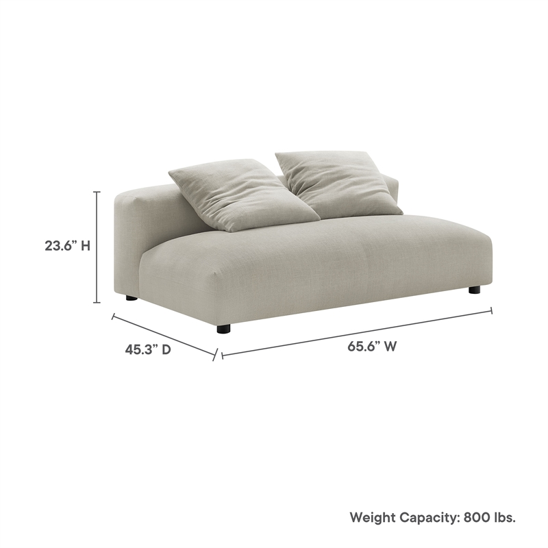 Maklaine Modular Upholstered Fabric Armless Loveseat in Linen