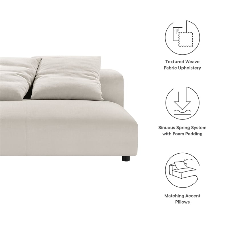 Maklaine Modular Upholstered Fabric Armless Loveseat in Salt