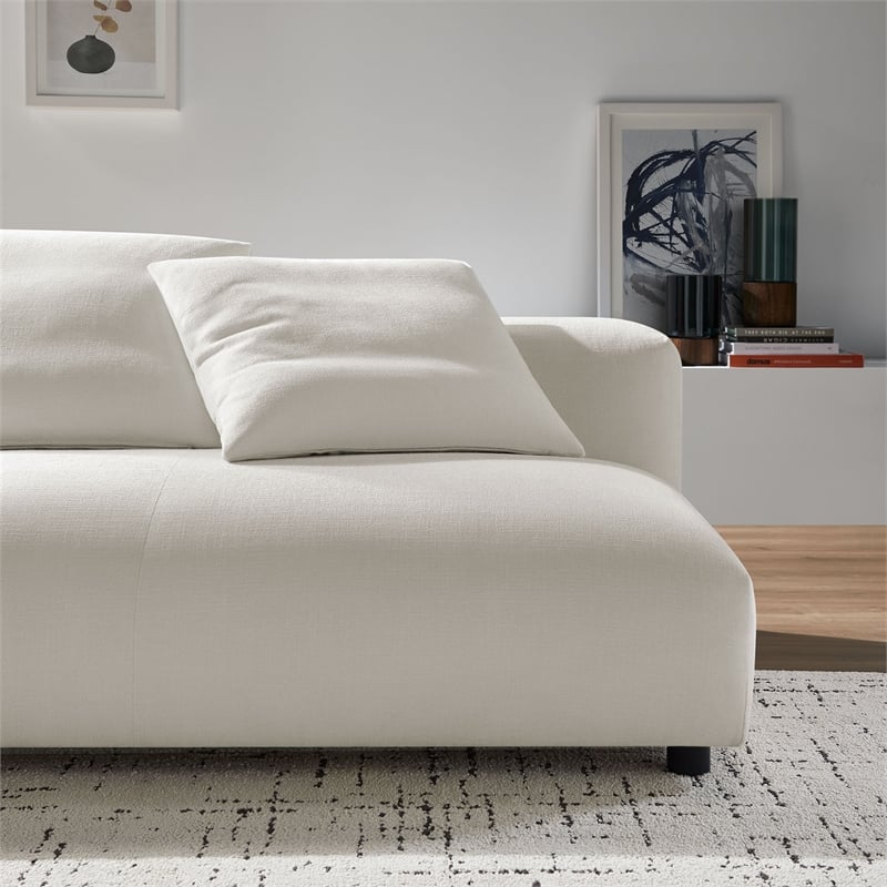 Maklaine Modular Upholstered Fabric Armless Loveseat in Salt