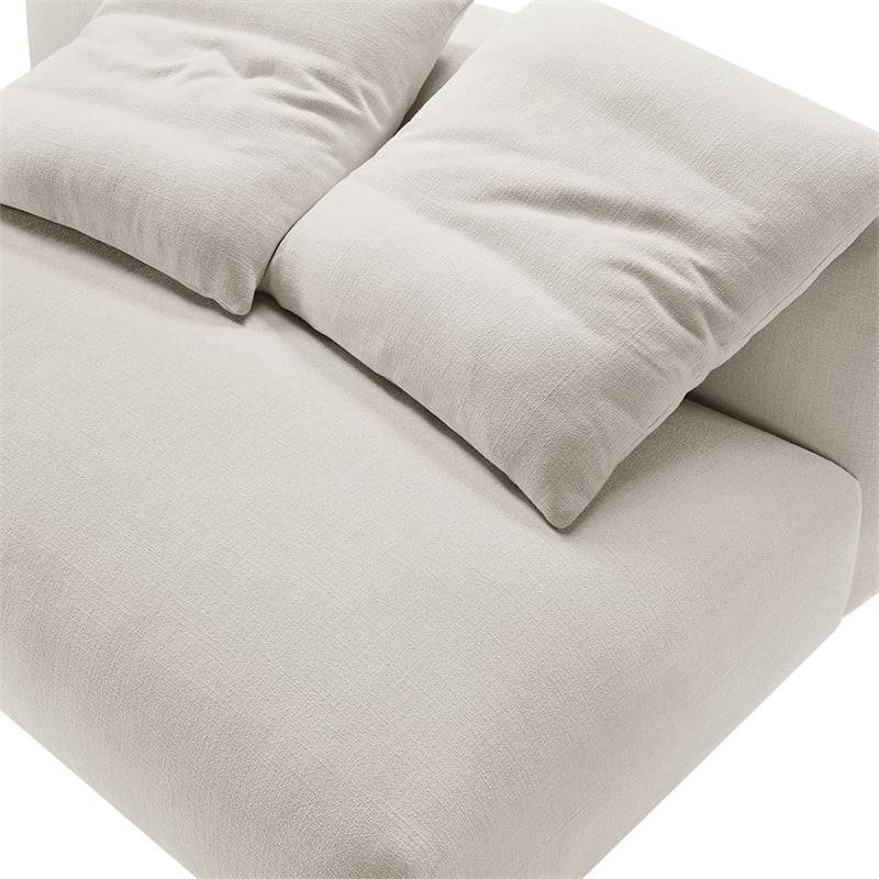 Maklaine Modular Upholstered Fabric Armless Loveseat in Salt